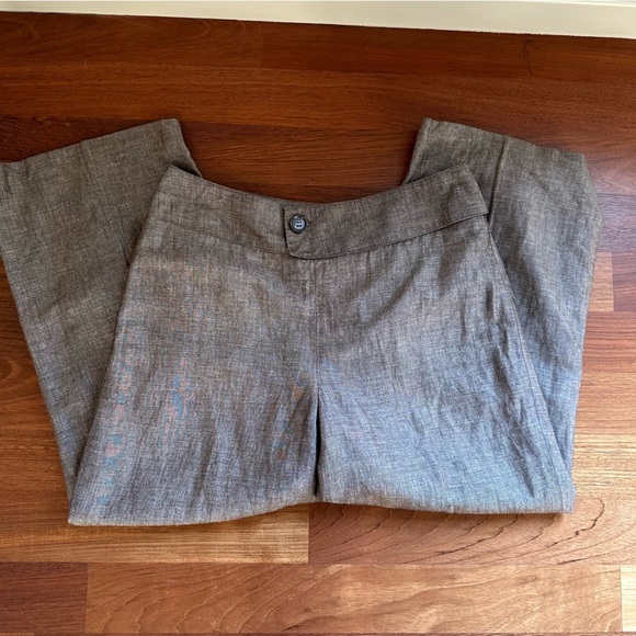 David N  Brown Linen Blend Crop Wide‎ Leg Pant Size: 8 - Picture 2 of 12